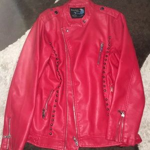 Red leather jacket